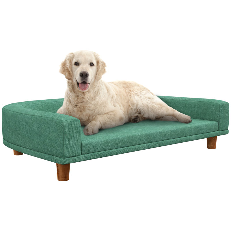 Dog Sofa Couch Pet Bed With Comfortable Luxury Cushion Washable Cover Wooden Legs Anti Slip Mat For Large Dogs Cats Kittens